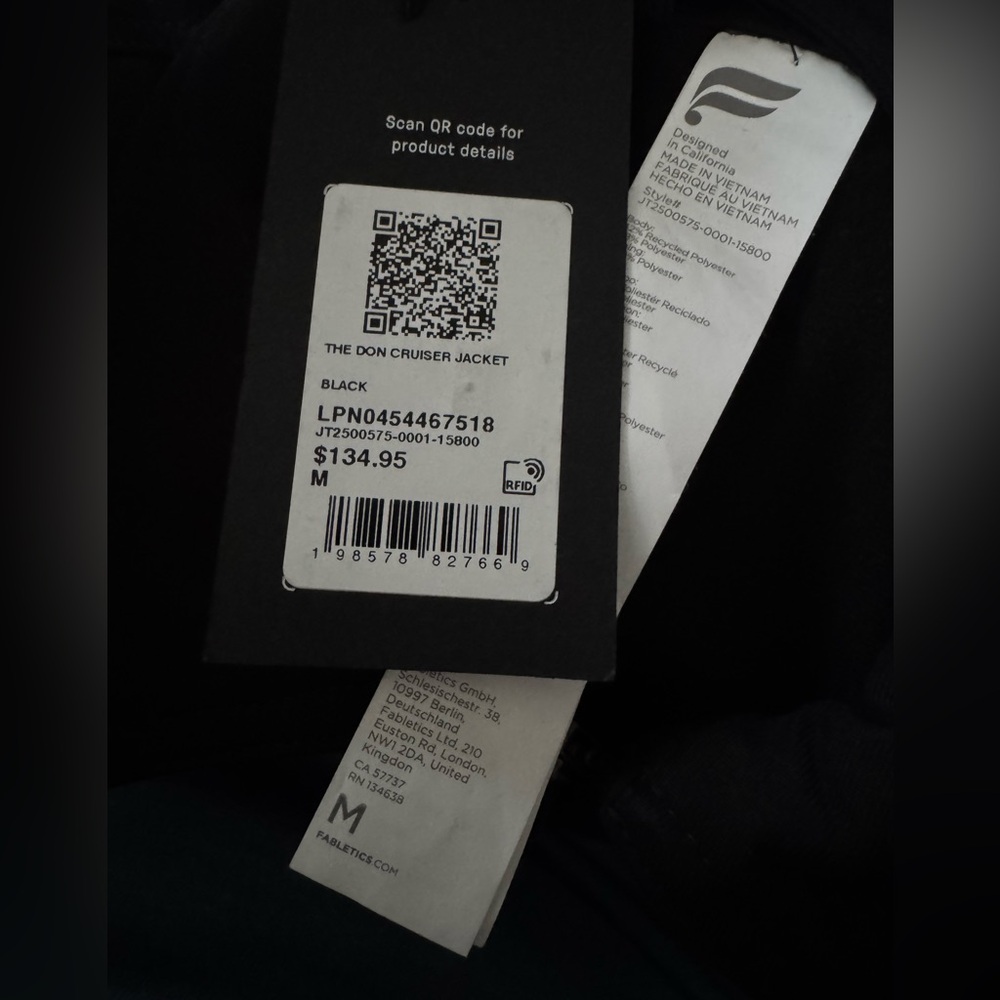 Fabletics Black Don Cruiser Jacket